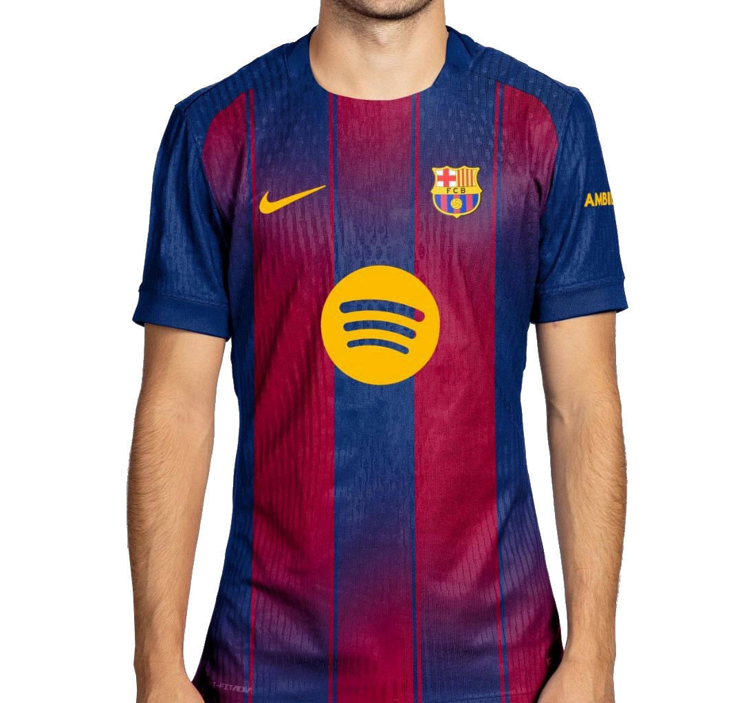 Domácí dres FC Barcelona 2025/26 – klasické Blaugrana pruhy s moderním gradientem a jemnými detaily pro novou sezónu.“