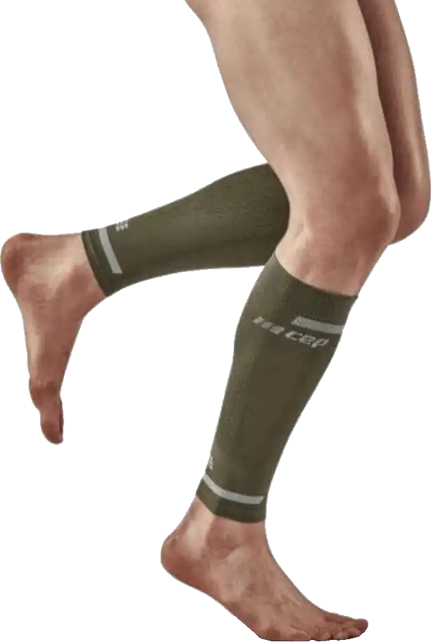 Pánské kompresní návleky na lýtka CEP The Run Calf Sleeves olivové
