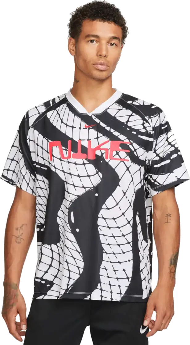 Pánský fotbalový dres s krátkým rukávem Nike Dri-FIT bílo-černý