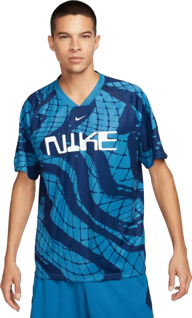 Pánský fotbalový dres s krátkým rukávem Nike Dri-FIT modrý
