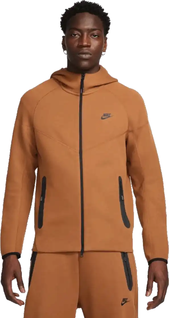 Pánská lifestylová mikina s kapucí Nike Sportswear Tech Fleece hnědá