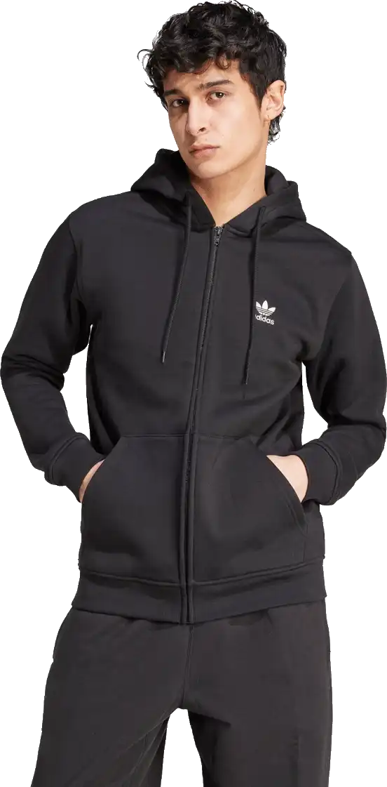Pánská mikina s kapucí a zapínáním Adidas Trefoil Essentials FZ černá