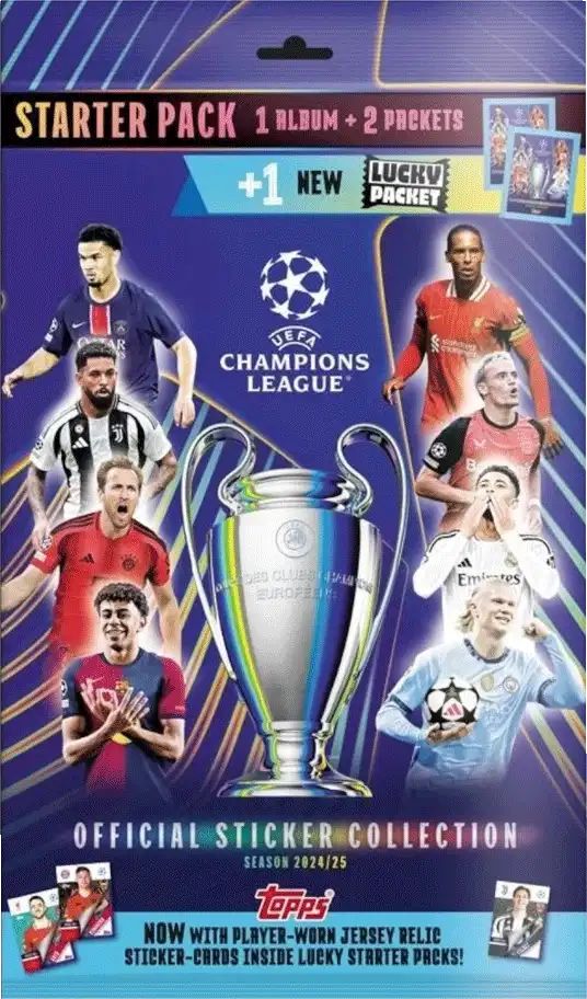 Balíček samolepek Topps UEFA Champions League 24/25 Starter Pack