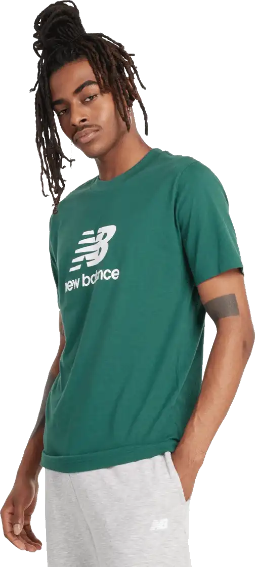 Pánské tričko s krátkým rukávem New Balance Stacked Logo zelené