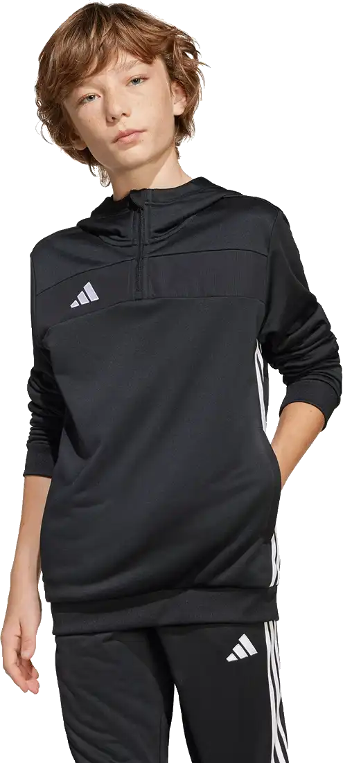 Dětská měkká mikina s kapucí Adidas Tiro 25 Essentials Sweat černá