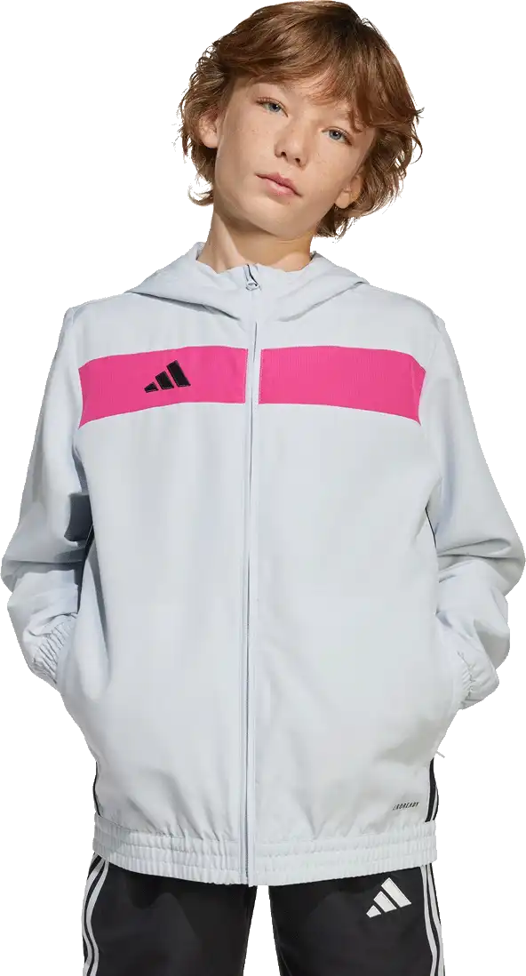 Dětská savá mikina s kapucí Adidas Tiro 25 Essentials Woven šedá