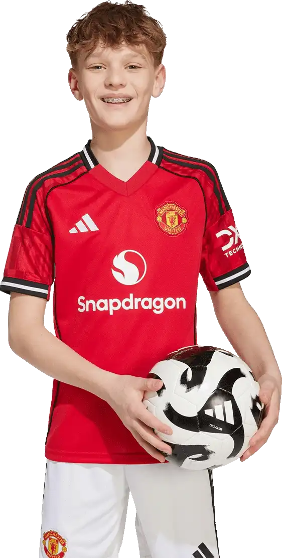 Dětský domácí fotbalový dres Adidas Manchester United 25/26 červený