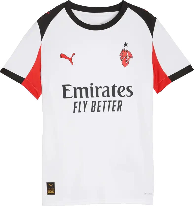 Dětský venkovní fotbalový dres Puma AC Milan 25/26 bílo-černý