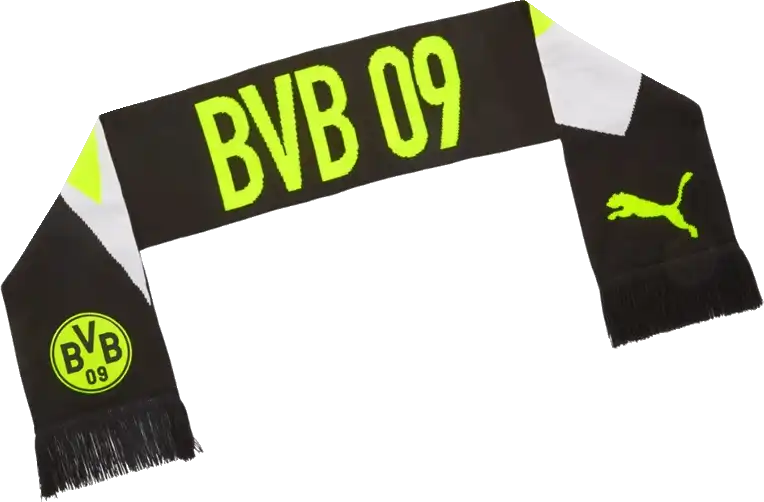 Unisex šála Puma Borussia Dortmund 25/26 bílo-černá 120 x 16,5 cm