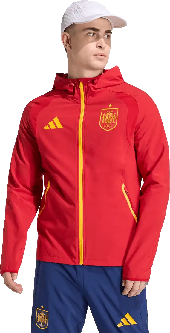 Pánská bunda větrovka Adidas Španělsko 2026 Tiro Travel Full-Zip červená