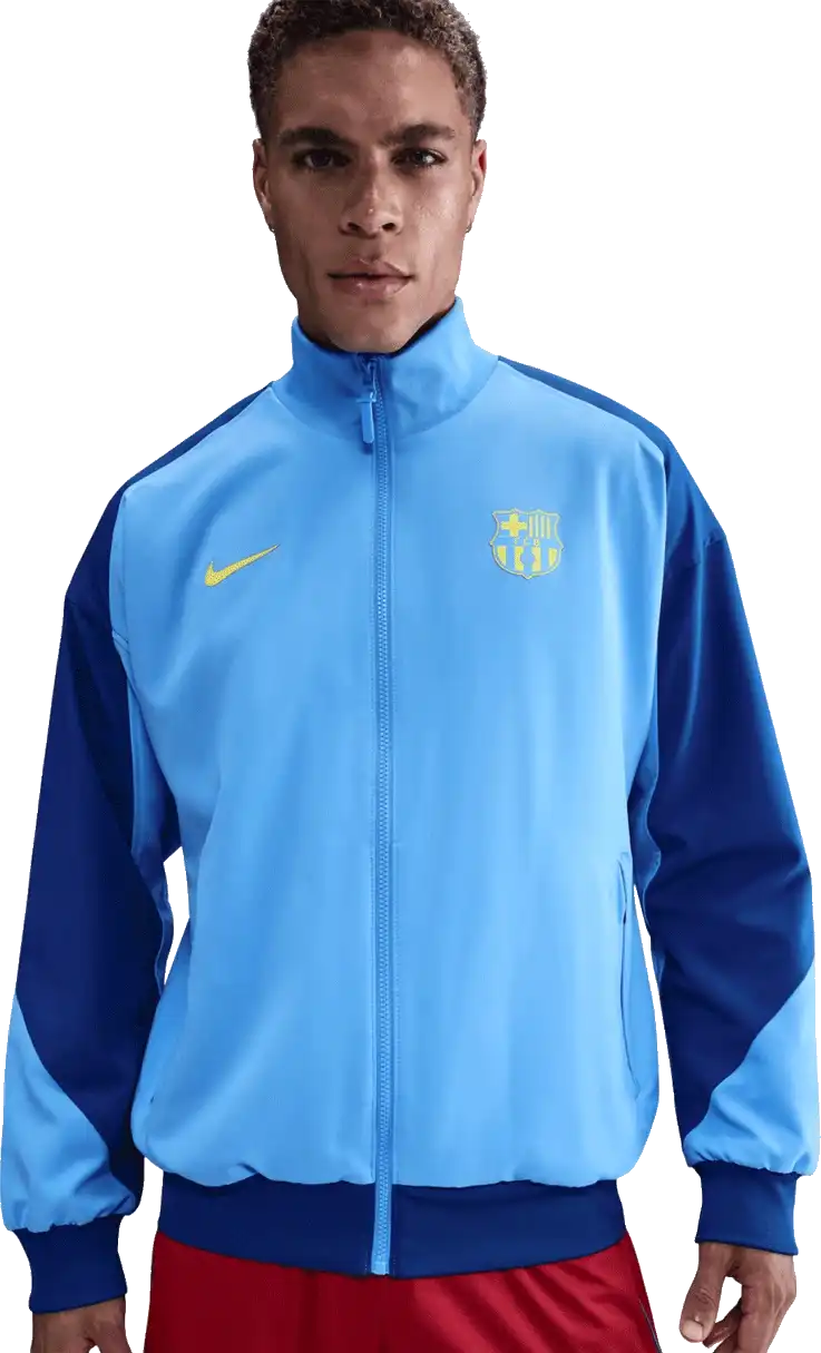 Pánská prezentační bunda Nike FC Barcelona 25/26 Strike Anthem modrá
