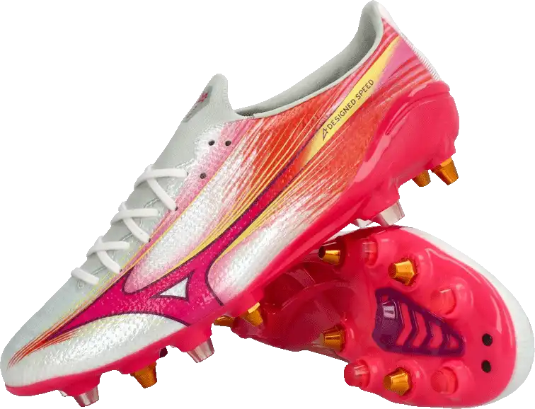 Pánské kopačky kolíky Mizuno Alpha III Elite Mix bílo-růžové