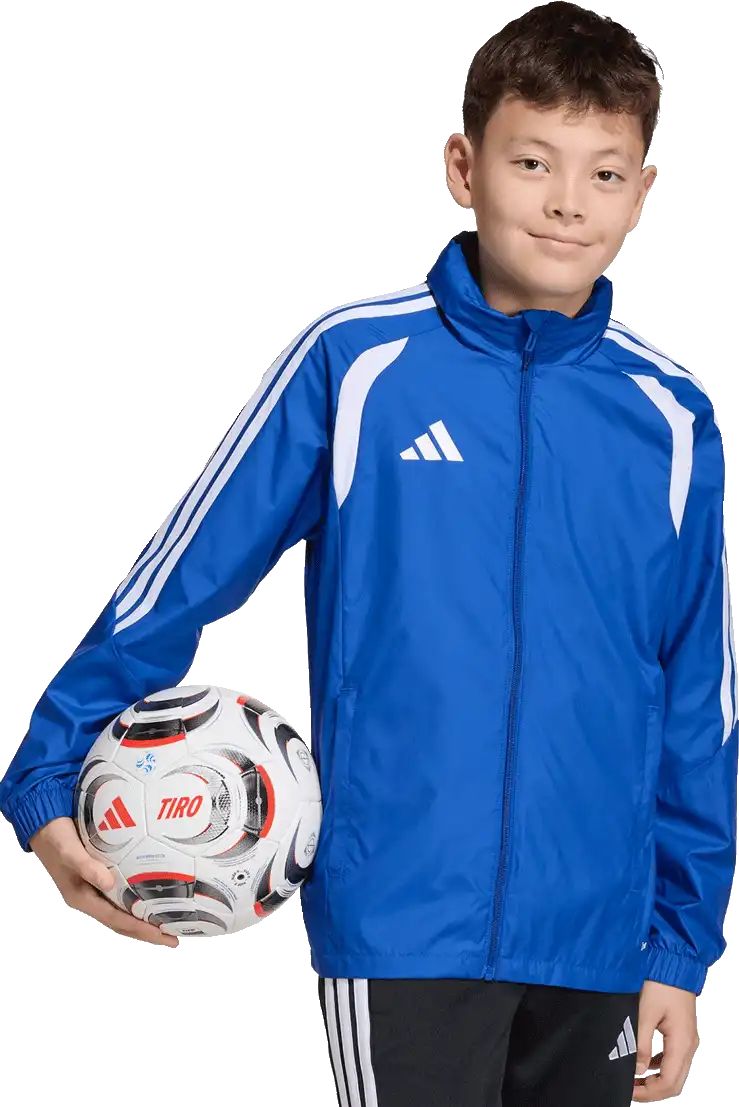 Dětská bunda větrovka s kapucí Adidas Tiro 26 League Windbreaker modrá