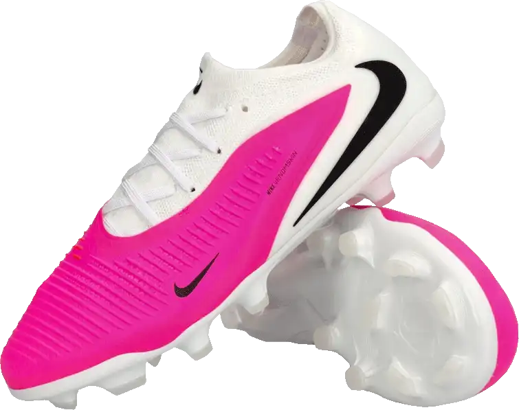 Dětské kopačky lisovky Nike Phantom 6 Low Pro FG bílo-růžové