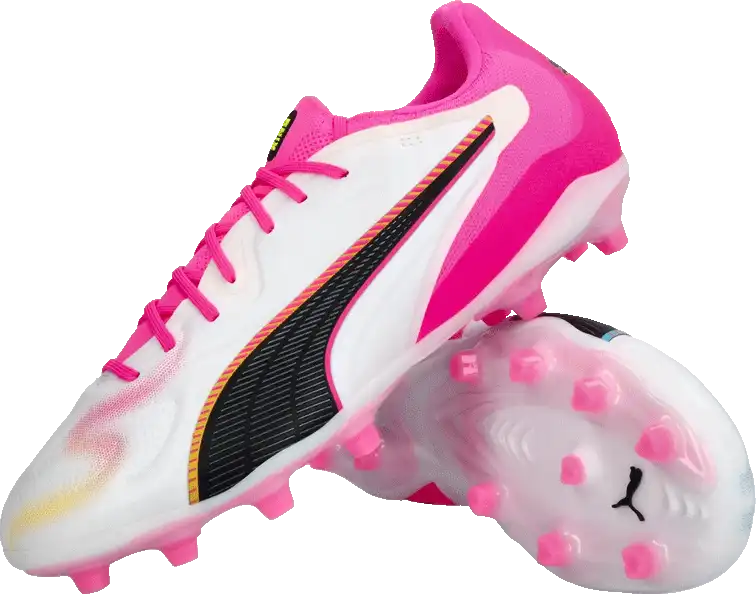 Pánské kopačky lisovky Puma King 20 Pro FG/AG bílo-růžové