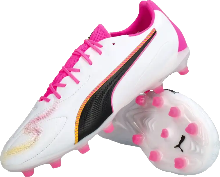 Pánské kopačky lisovky Puma King 20 Match FG/AG bílo-růžové