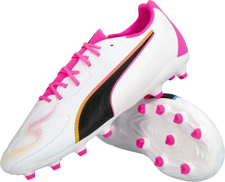 Dětské kopačky lisovky Puma King 20 Match FG/AG bílo-růžové