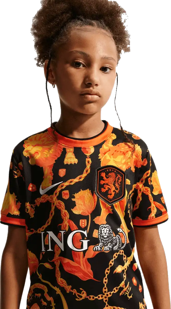 Dětský předzápasový fotbalový dres Nizozemí 2026 Academy Pro oranžový