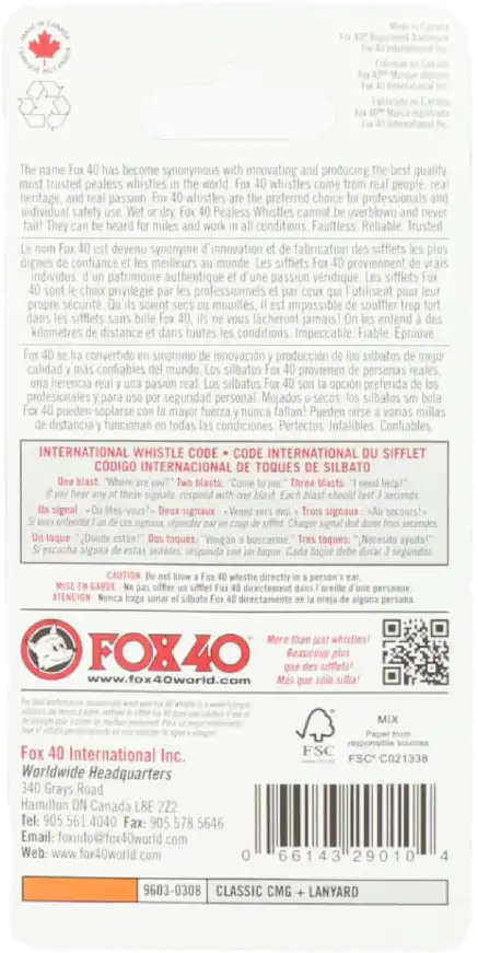 Píšťalka s provázkem Fox40 Classic CMG oranžová