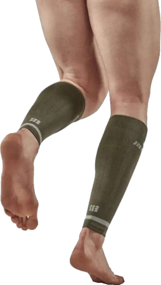 Pánské kompresní návleky na lýtka CEP The Run Calf Sleeves olivové