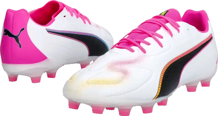 Pánské kopačky lisovky Puma King 20 Match FG/AG bílo-růžové