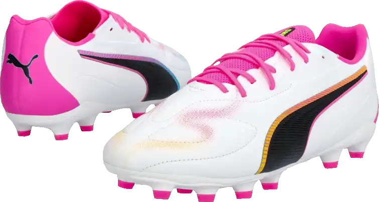 Dětské kopačky lisovky Puma King 20 Match FG/AG bílo-růžové