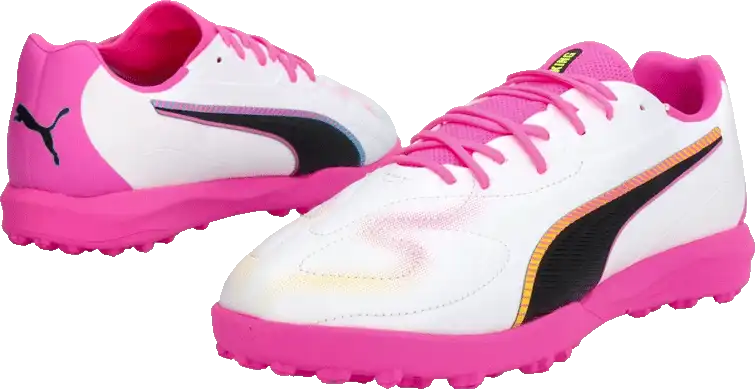 Dětské kopačky turfy Puma King 20 Match TT bílo-růžové