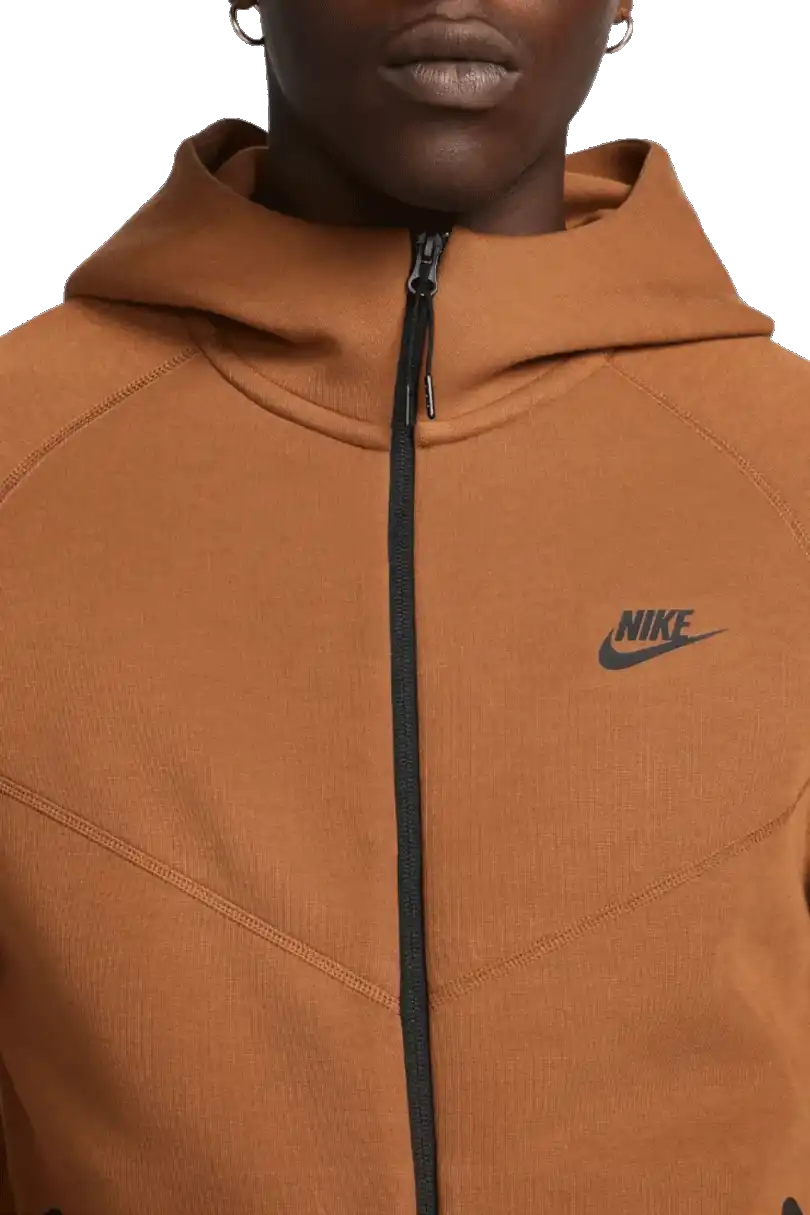 Pánská lifestylová mikina s kapucí Nike Sportswear Tech Fleece hnědá