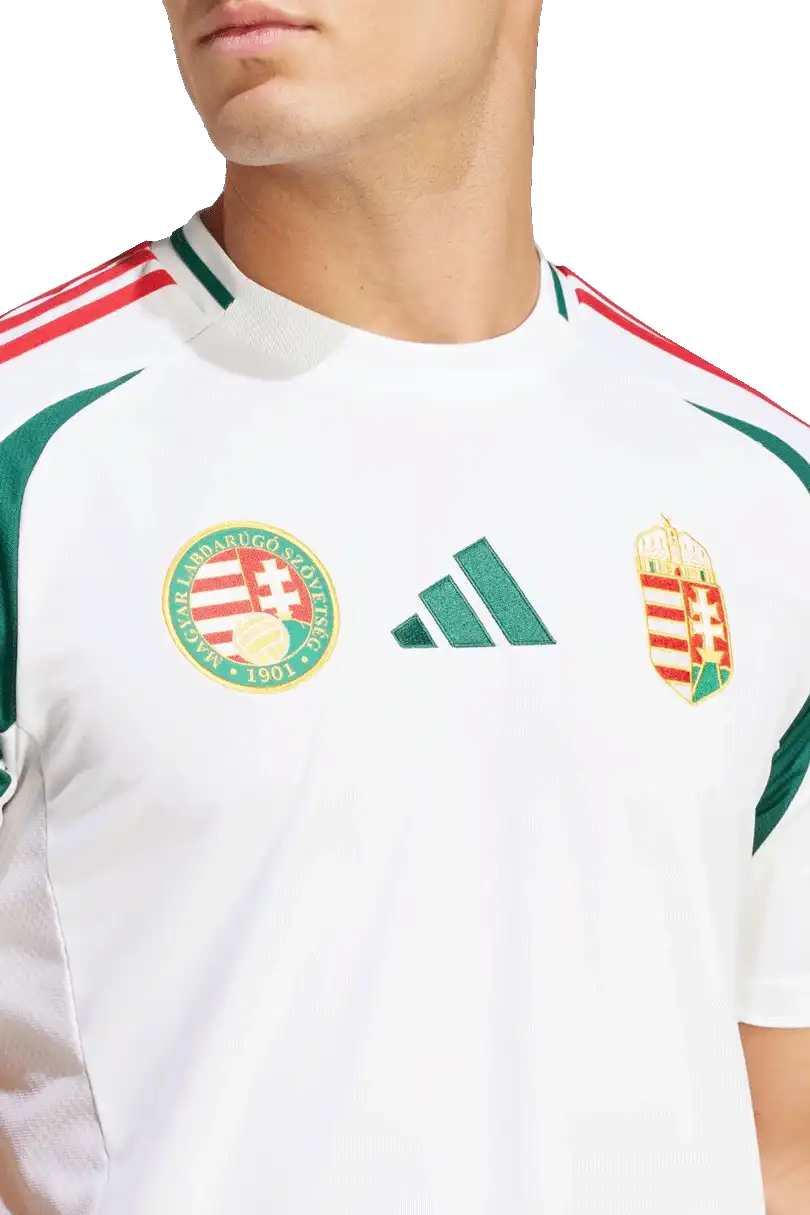 Pánský venkovní fotbalový dres Adidas Maďarsko 2024 bílý