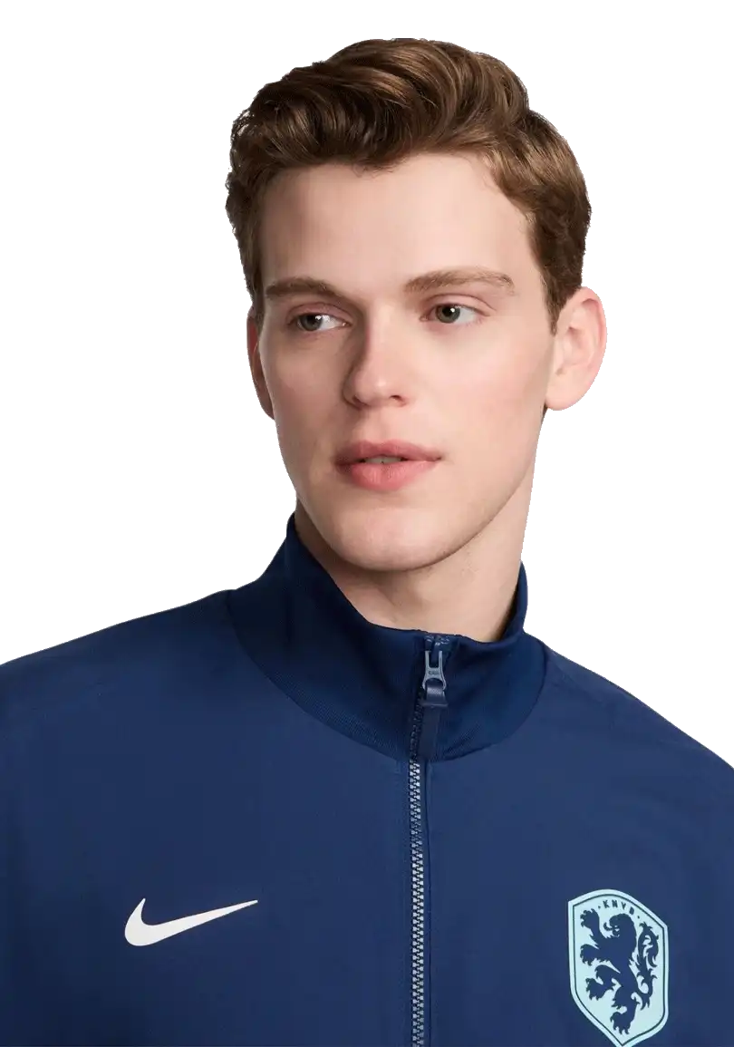 Pánská fotbalová bunda Nike Nizozemí 2024 Anthem modro-oranžová