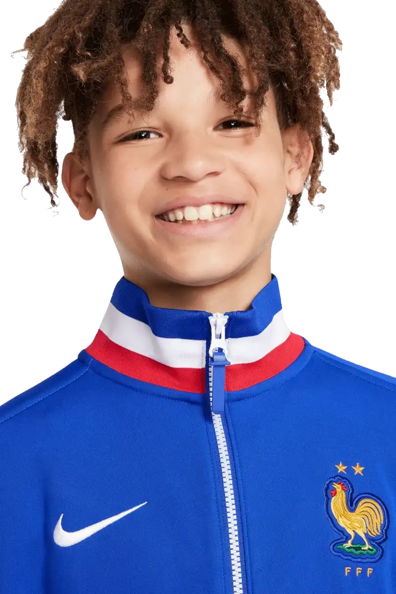 Dětská fotbalová bunda Nike Francie 2024 Anthem modrá