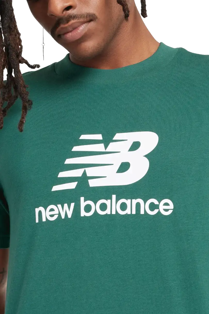 Pánské tričko s krátkým rukávem New Balance Stacked Logo zelené