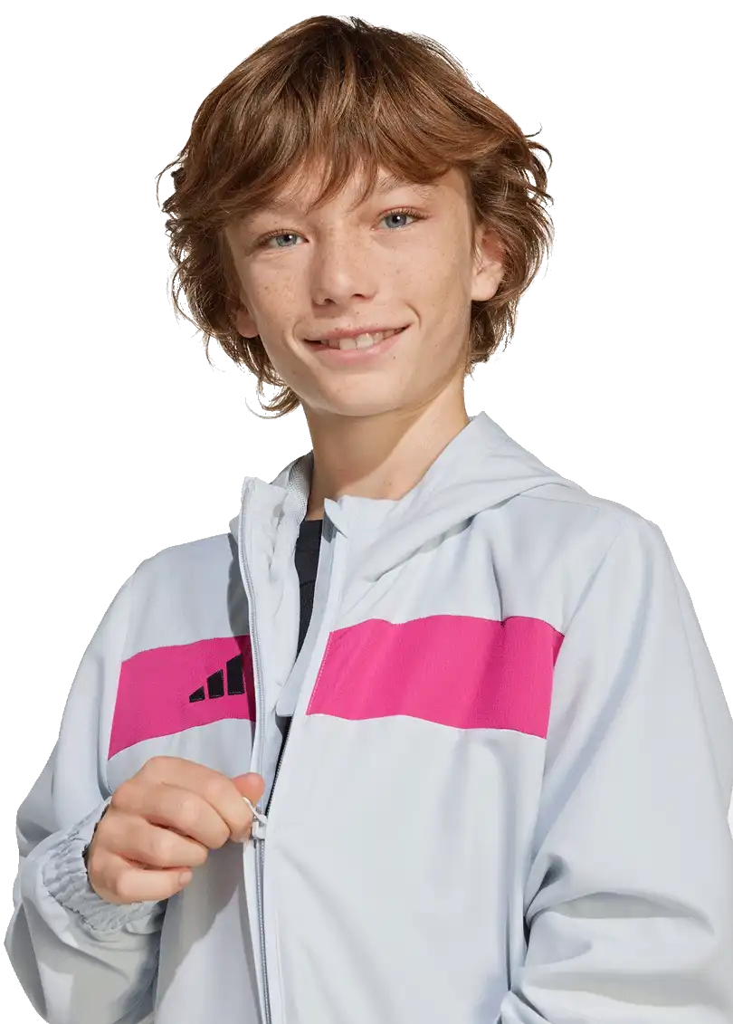 Dětská savá mikina s kapucí Adidas Tiro 25 Essentials Woven šedá