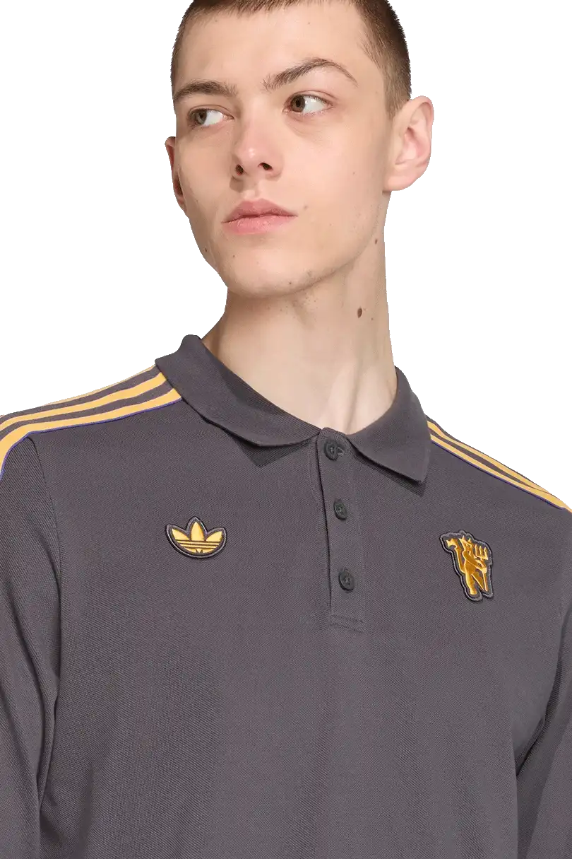 Pánské polo tričko Adidas Manchester United 25/26 Terrace Icons DR šedé