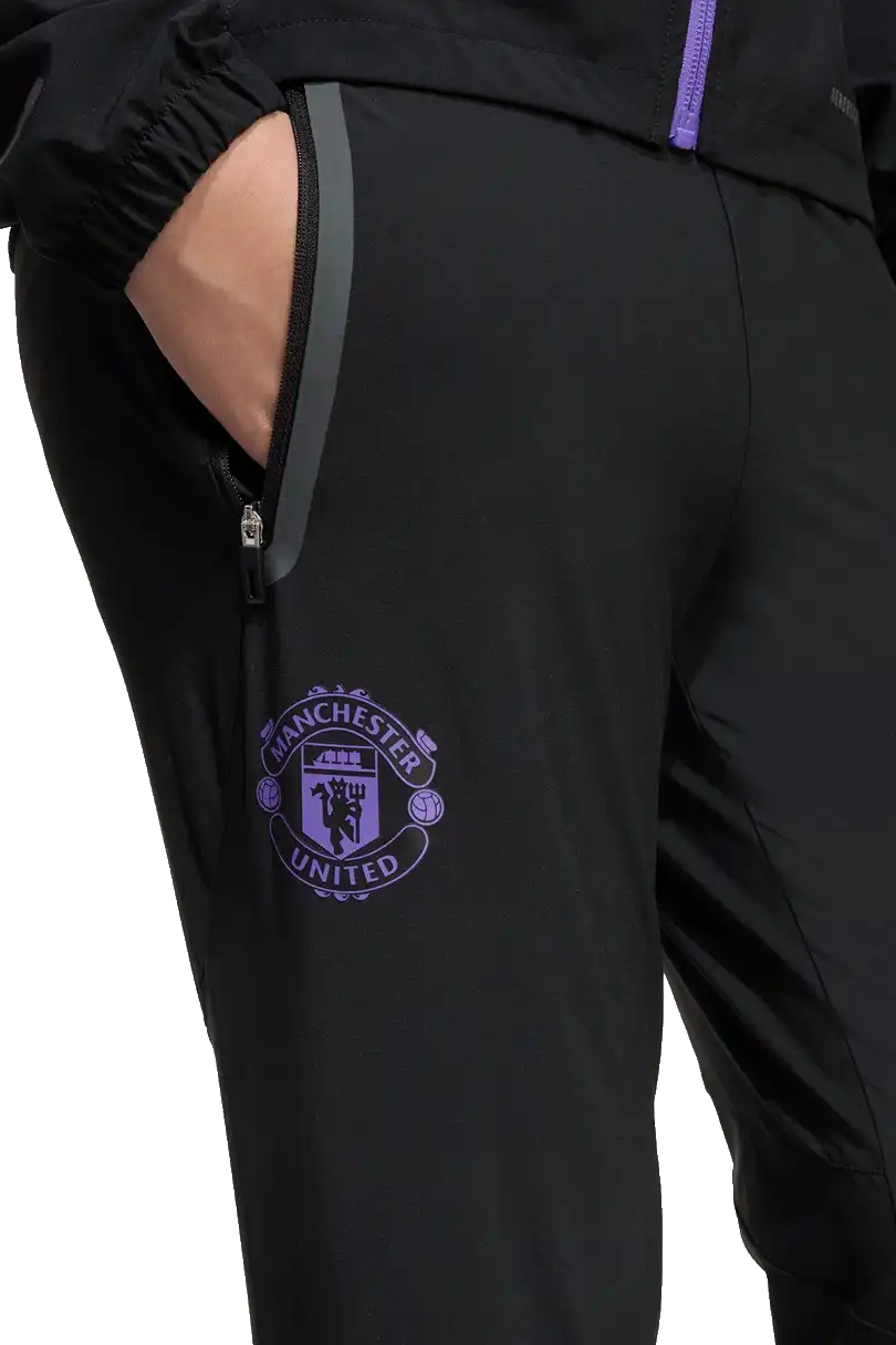Dětské kalhoty Adidas Manchester United 25/26 Competition Vis Tech Travel černé