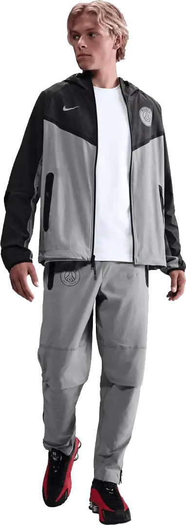 Pánská tkaná bunda se zipem Nike PSG 25/26 Tech Windrunner šedá