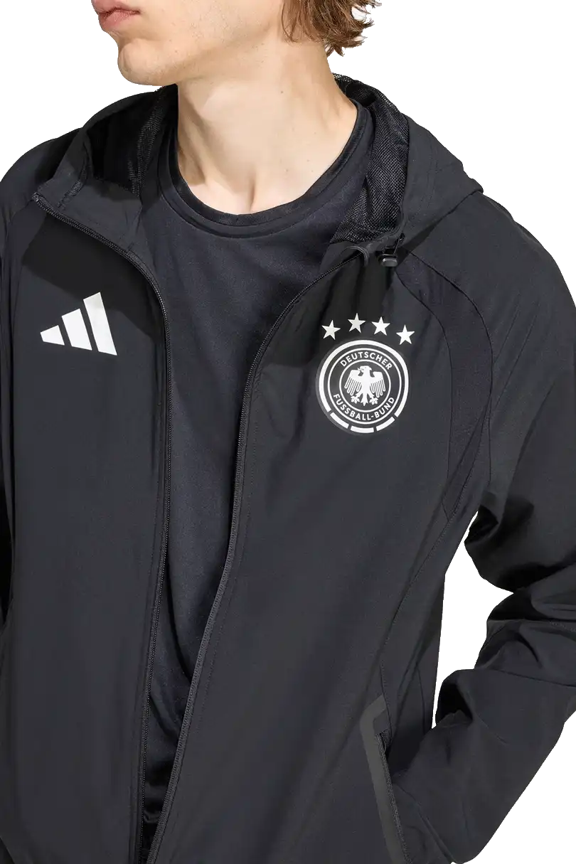Pánská bunda větrovka Adidas Německo 2026 Tiro Travel Full-Zip černá