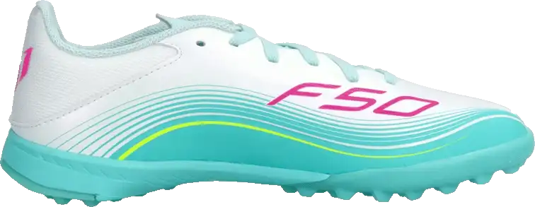 Dětské kopačky turfy Adidas F50 League Messi TF bílo-mátové