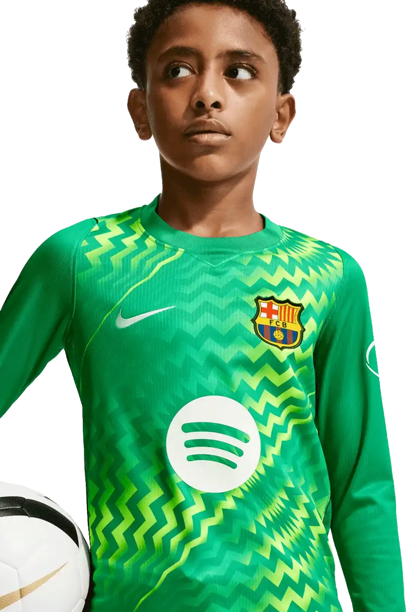 Dětský brankářský dres dlouhý rukáv Nike FC Barcelona 26/27 zelený