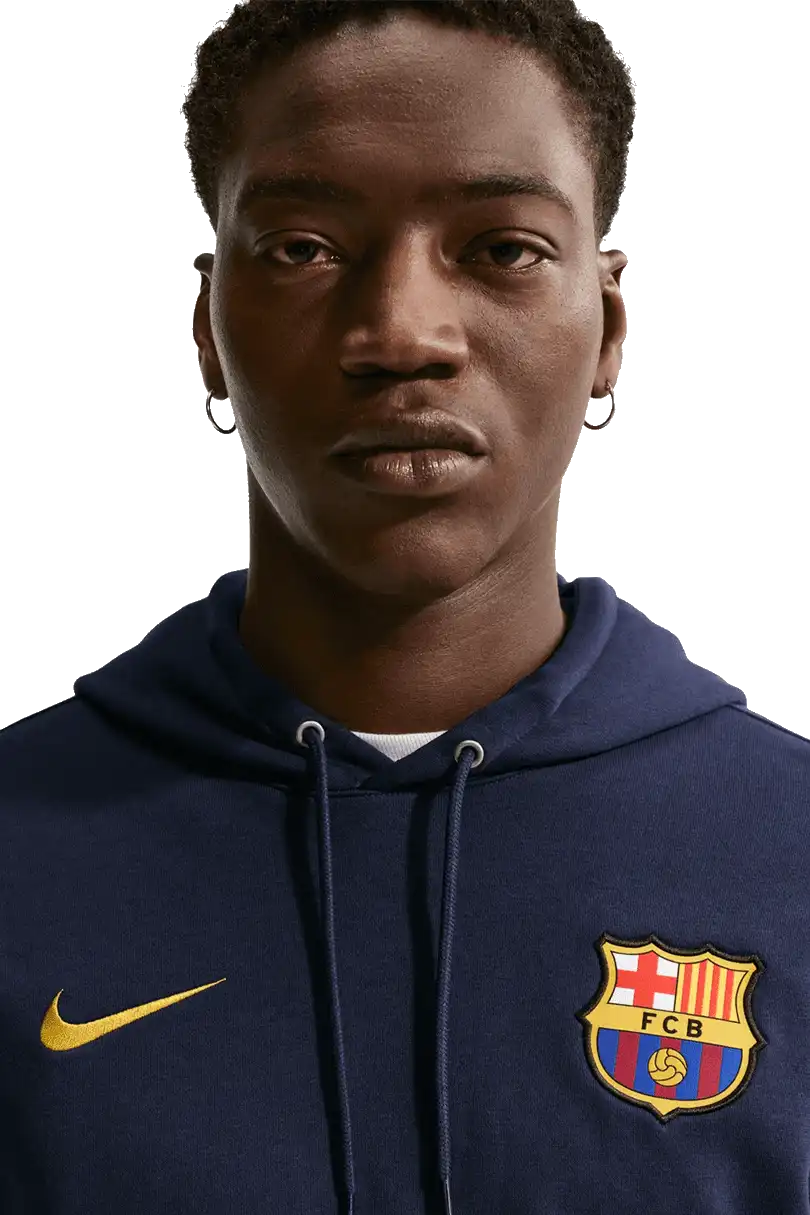 Pánská froté mikina s kapucí Nike FC Barcelona 26/27 Club fialová