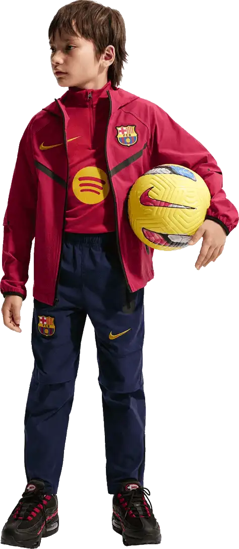Dětské tkané fotbalové kalhoty Nike FC Barcelona 26/27 Tech modré
