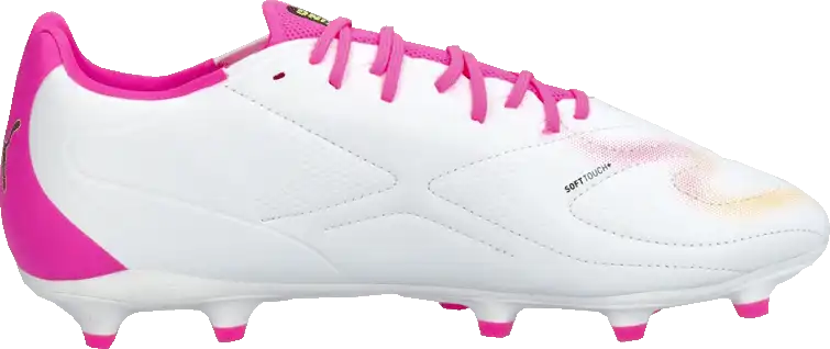 Dětské kopačky lisovky Puma King 20 Match FG/AG bílo-růžové