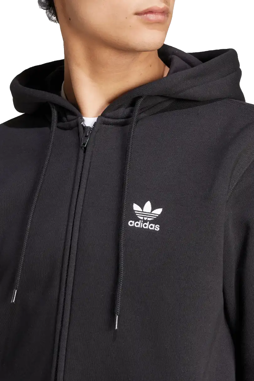 Pánská mikina s kapucí a zapínáním Adidas Trefoil Essentials FZ černá