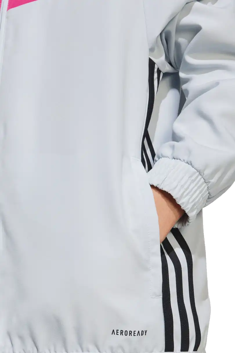 Dětská savá mikina s kapucí Adidas Tiro 25 Essentials Woven šedá