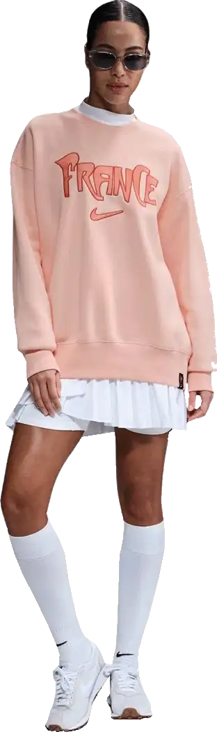 Dámská volnější mikina Nike Francie 25/26 Phoenix Fleece růžová