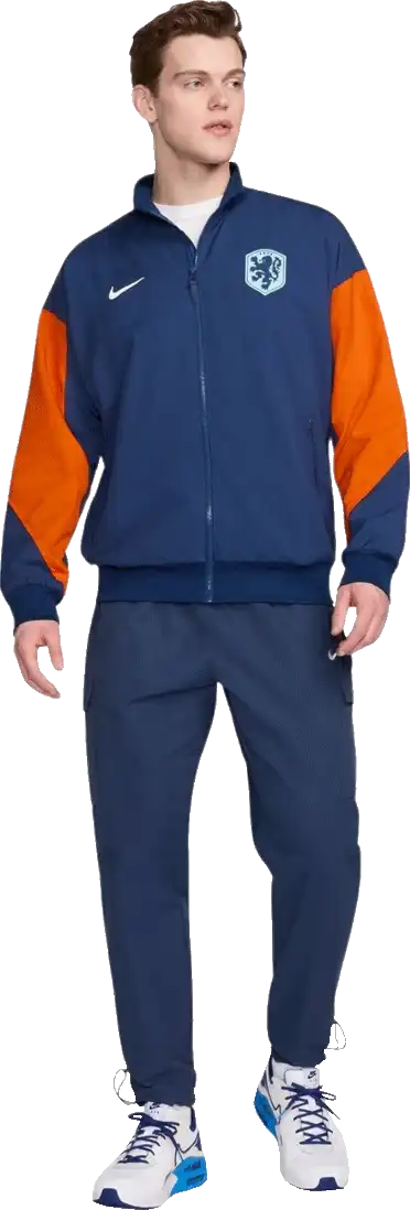 Pánská fotbalová bunda Nike Nizozemí 2024 Anthem modro-oranžová