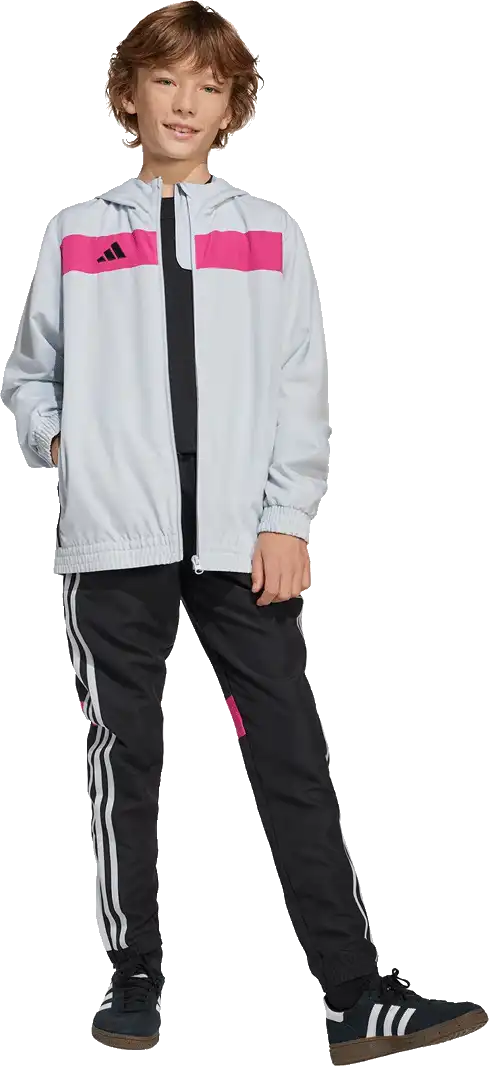 Dětská savá mikina s kapucí Adidas Tiro 25 Essentials Woven šedá