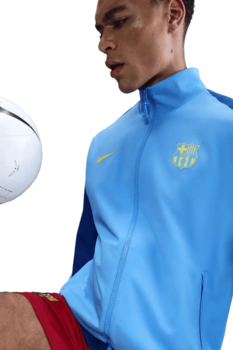 Pánská prezentační bunda Nike FC Barcelona 25/26 Strike Anthem modrá