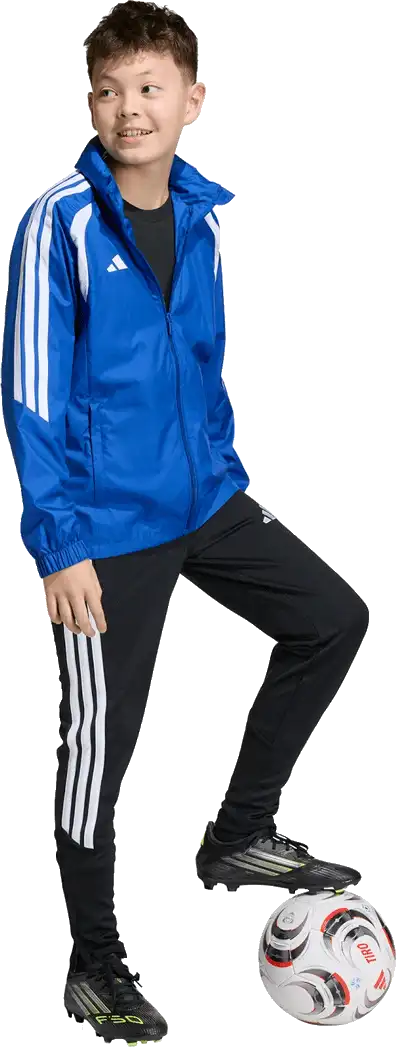 Dětská bunda větrovka s kapucí Adidas Tiro 26 League Windbreaker modrá