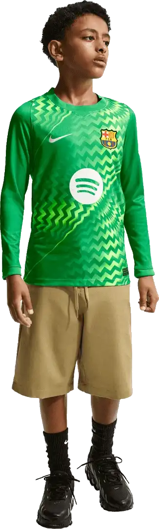 Dětský brankářský dres dlouhý rukáv Nike FC Barcelona 26/27 zelený